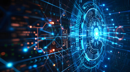 Fototapeta premium Modern hi-tech, science, futuristic technology concept background. Generative AI.