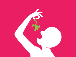 a silhouette of a man eating the frog. Isolated Vector Illustration