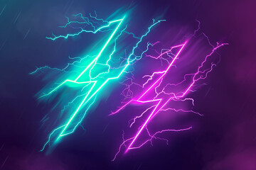 eSports tournament graphics in high-intensity violet and teal lightning.