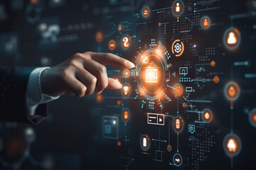 businessman touching screen