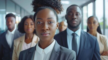 Obraz premium Corporate Professionals Working and Meeting in Office Corridor. Diverse Team of Colleagues: African, Black, and Caucasian Businessmen and Businesswomen