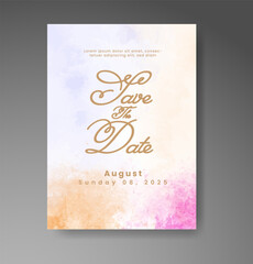 Wedding invitation with abstract watercolor background