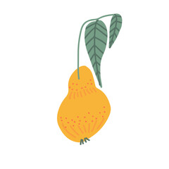 Colorful pear doodle illustration in a trendy style