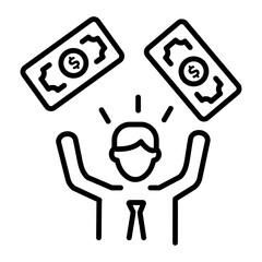 Scalable linear icon depicting employee wages 