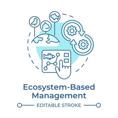 Ecosystem-based management soft blue concept icon. Ecology preservation, aquatic resources. Round shape line illustration. Abstract idea. Graphic design. Easy to use in infographic, presentation