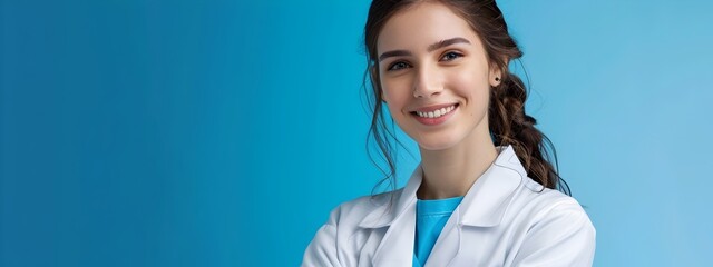 Happy Young Biostatistician Expertly Analyzing Data on a Colorful Modern Digital Device