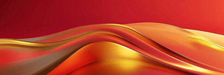 
gold gradient, curved shape, red background, 3d render, simple shapes, in the style of simple, minimal, green light aspect ratio 3:1 for banner, landing page, blog, website BG
