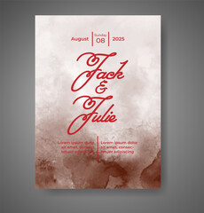 Wedding invitation with abstract watercolor background