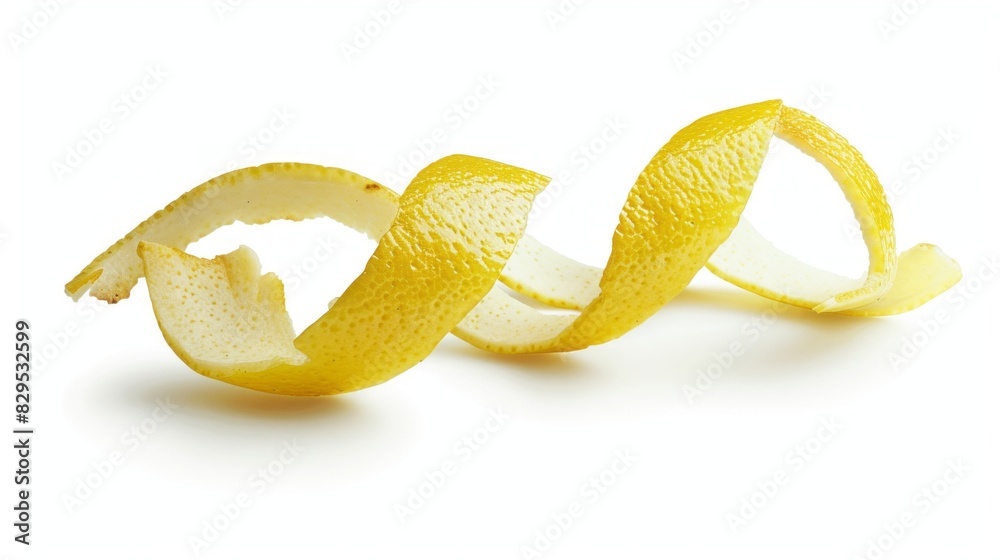 Wall mural fresh lemon peel on white background, isolated with clipping path, full depth of field - citrus frui