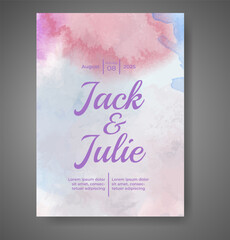 Wedding invitation with abstract watercolor background