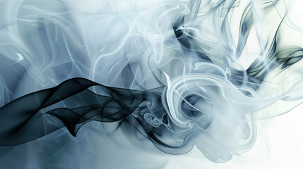 Ethereal Smoke Swirls. Abstract gray and white smoke patterns in fluid shape against a bright background