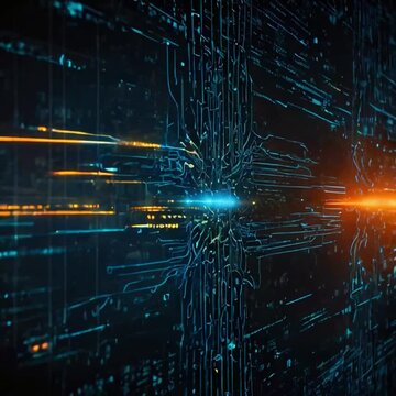 Digital backdround ideal for technological operations, neural networks, AI, data transmission and encryption, digital archives, audio and visual representations, scientific research