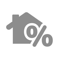 House with percent sign vector. Affordable low-cost bargain or mortgage icon.