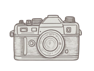 Photo camera doodle icon. Hand drawn sketch in vector PNG | Camera Cut out