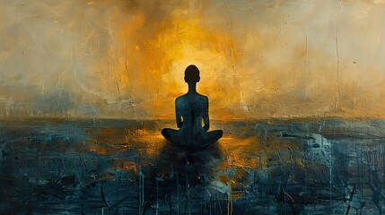 An abstract depiction of a figure in a meditative pose.