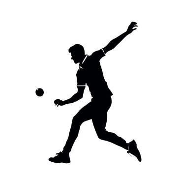 recommend clip art: A cricket bowler running for bowl vector silhouette, white background
