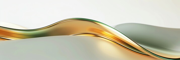 gold , siver gradient, curved shape, white background, 3d render, simple shapes, in the style of simple, minimal, green light, aspect ratio 3:1 for banner, landing page, blog, website BG