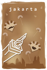 Vector illustration of the city of Jakarta and its cultural symbols