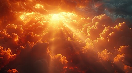 An image of a golden light shining through clouds.