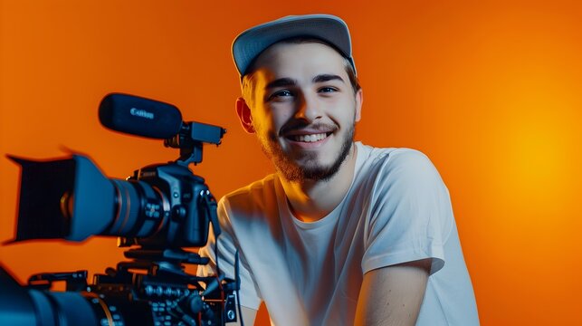 Joyful Young Operator Excels in Colorful Studio Production