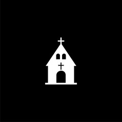 Church icon simple sign. Church icon isolated on black background. 