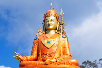 Obraz premium Samdruptse Hill with a giant 45 m tall statue of the Guru Padmasambhava (Guru Rinpoche), the patron saint of Sikkim, India.