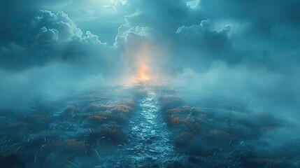 A conceptual image of a path leading to a glowing light.