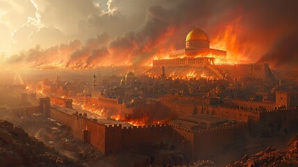 Naklejka premium The Book of Lamentations: A collection of poems mourning the destruction of Jerusalem and the exile of the Jewish people, expressing grief, hope, and a longing for restoration.