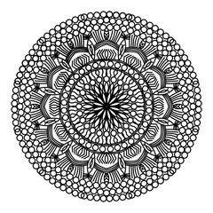 mandala circle pattern vintage decorative pattern indian skin painting tattoo oriental art Mandala floral coloring page for adults relaxation, black and white mandala coloring page hand drawn outlined