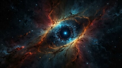  Eye-Shaped Nebula in Space with Stars