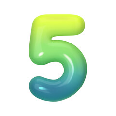 Stylish 3D number 5 with green-blue gradient. Modern, vibrant, and abstract. Perfect for digital art, graphic design, and creative projects. Vector illustration