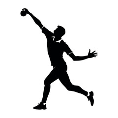 A cricket bowler running for bowl vector silhouette, white background