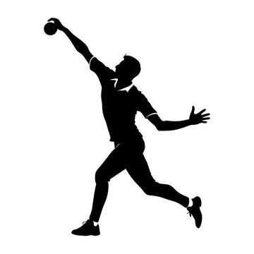 recommend clip art: A cricket bowler running for bowl vector silhouette, white background