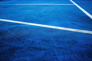 Modern Minimalist Blue Tennis Court with Soft Shadows