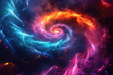 Bright neon spiral fractals forming a mesmerizing abstract wallpaper