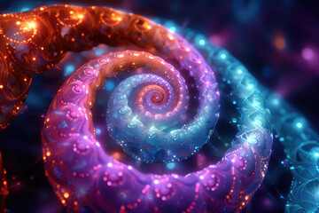 Bright neon spiral fractals forming a mesmerizing abstract wallpaper