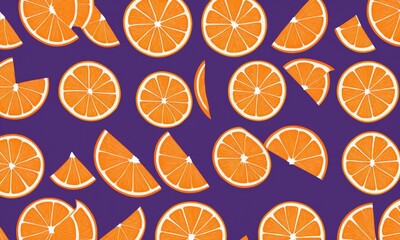 Orange slices pattern on a purple background