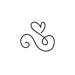 Obraz premium Line Heart Silhouettes for Valentine's Day