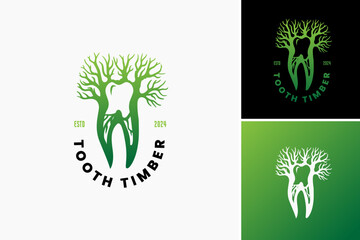Tooth Timber Root Tree Dental Logo: A robust design with a tree root and tooth motif, symbolizing strength and dental care. Ideal for dental clinics, oral health products, or orthodontic services.
