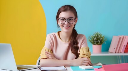 Young Online Tutor Inspiring Enthusiasm in Virtual Learning