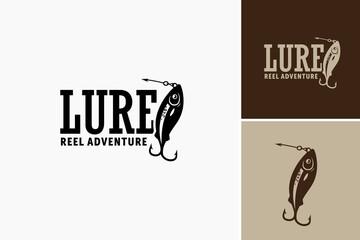 Lure Reel Adventure Logo: An adventurous design featuring a fishing reel and lure, symbolizing excitement and outdoor exploration. Ideal for fishing charters, outdoor gear brands.