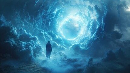 An ethereal figure surrounded by a halo of light.