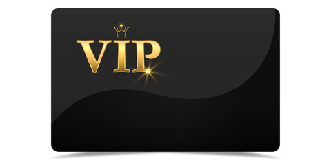 Vip label. Vip. Tag. Voucher. Gift card. VIP Invitation. Golden VIP. Luxury template design. Vector black banner with gold vip text. Vip gold ticket. Vip in abstract style on black background.