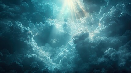 Fototapeta premium A beam of light breaking through storm clouds.