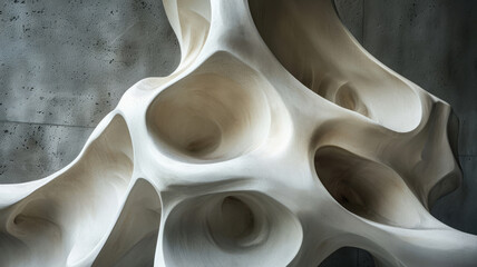 Abstract modern sculpture with fluid and organic shapes.