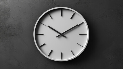 A minimalistic round wall clock against a dark background.