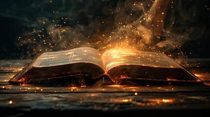 A radiant light emanating from an open book.