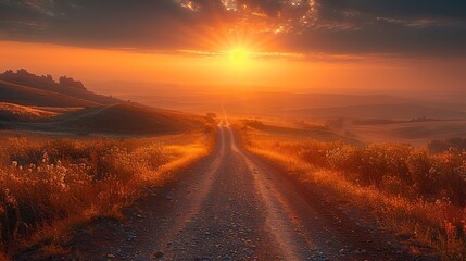 Fototapeta premium A path of light leading to a distant horizon.