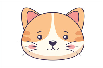 Cute Cat Flat Sticker Design