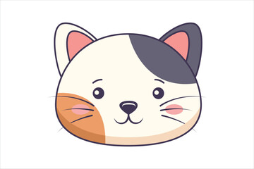 Cute Cat Flat Sticker Design